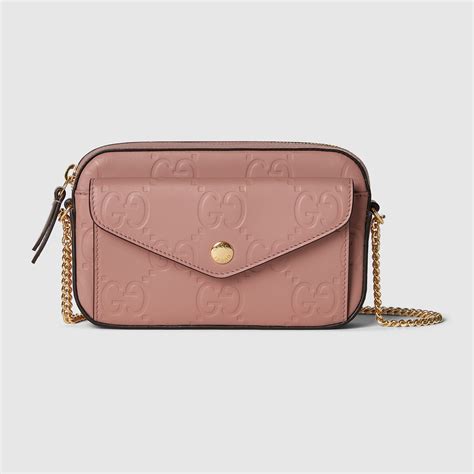 GG super mini shoulder bag in rose beige leather